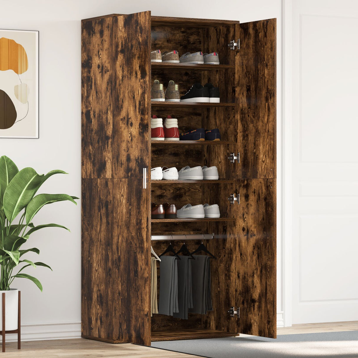 Shoe Cabinet 80X39X180 Cm Engineered Wood