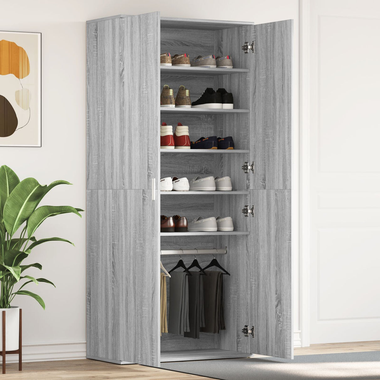 Shoe Cabinet 80X39X180 Cm Engineered Wood