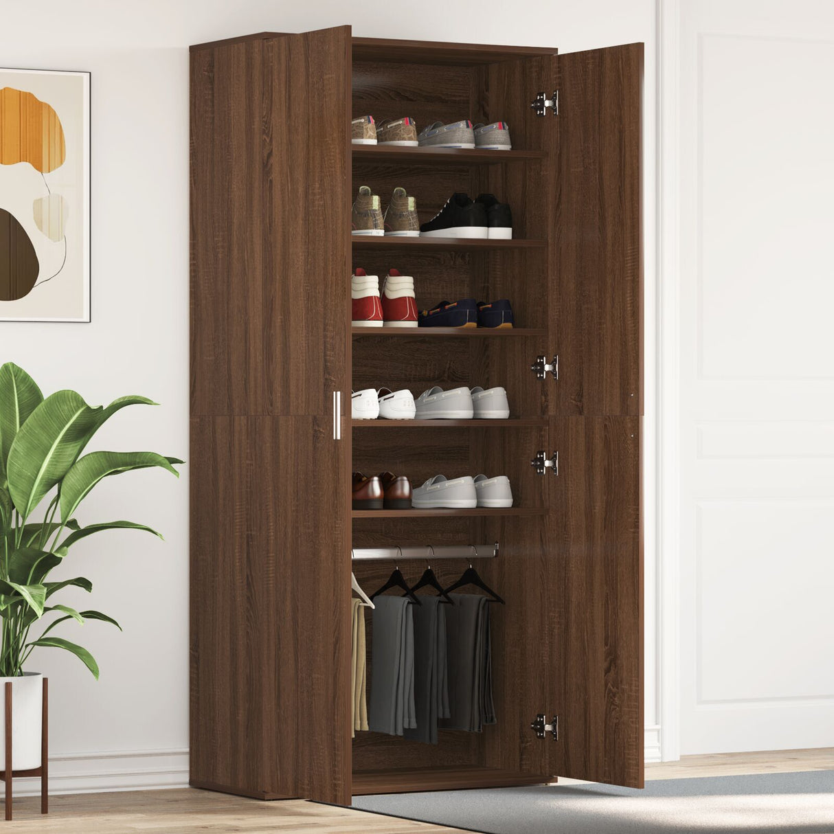 Shoe Cabinet 80X39X180 Cm Engineered Wood