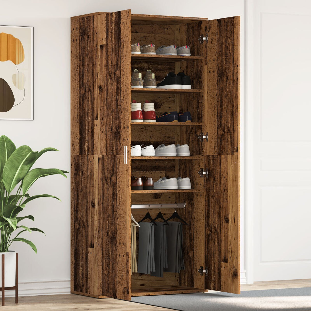 Shoe Cabinet 80X39X180 Cm Engineered Wood