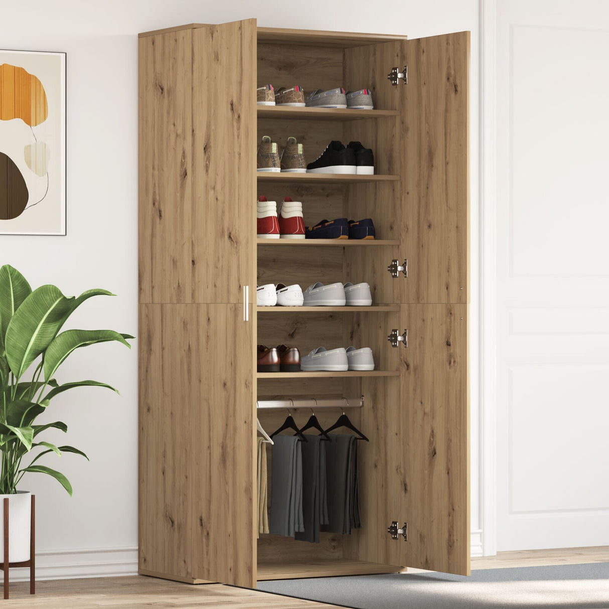 Shoe Cabinet 80X39X180 Cm Engineered Wood