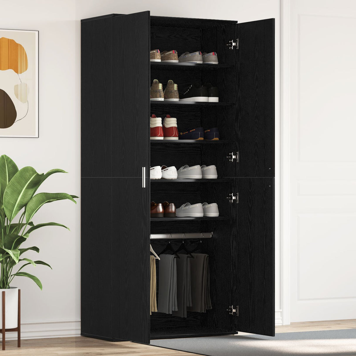 Shoe Cabinet 80X39X180 Cm Engineered Wood