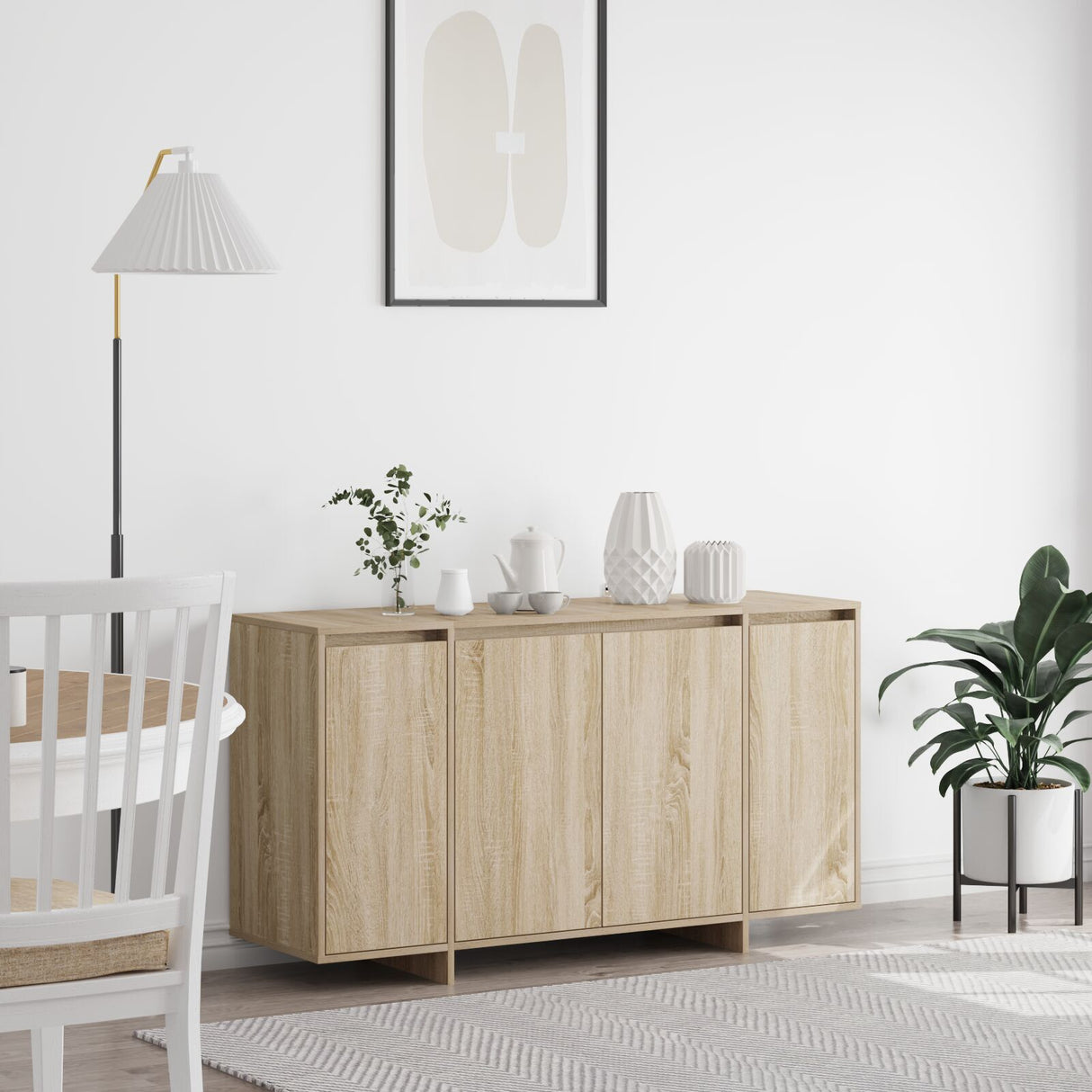 Grey Sideboard Engineered Wood 135 X 41 X 75 Cm