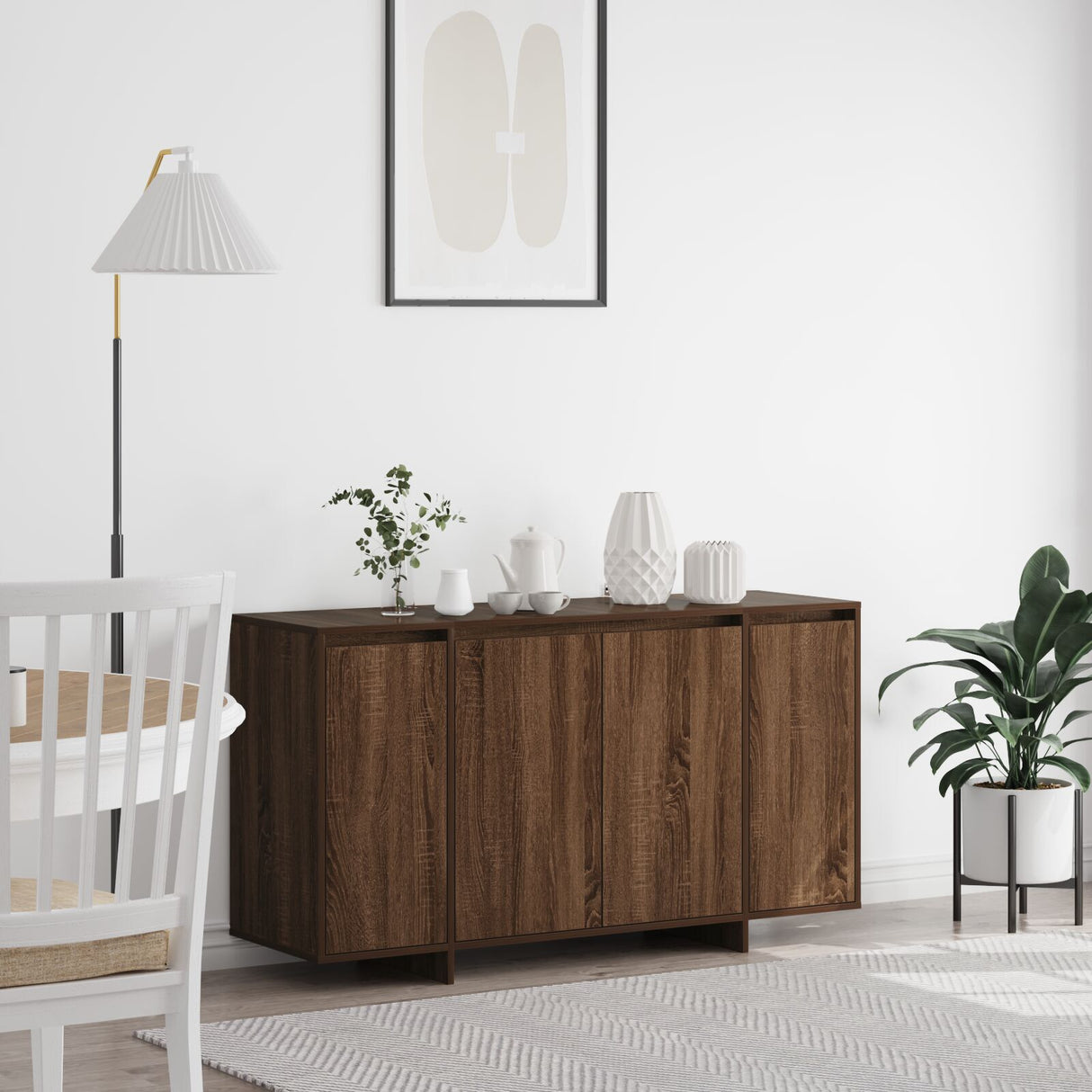 Grey Sideboard Engineered Wood 135 X 41 X 75 Cm