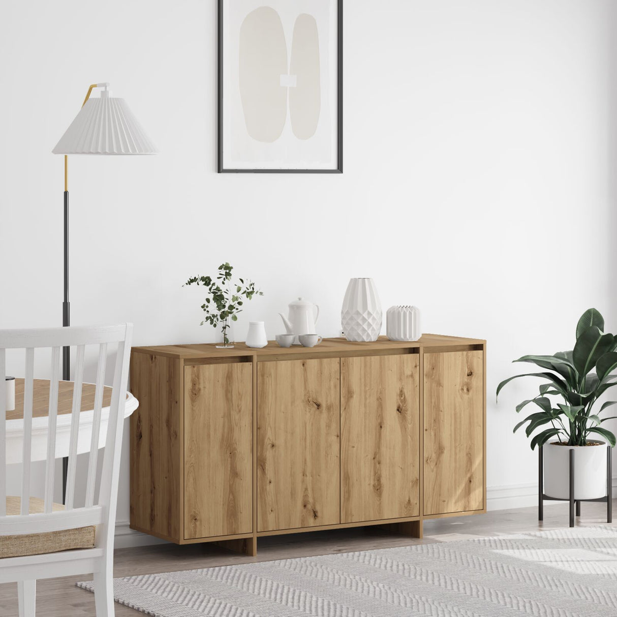 Grey Sideboard Engineered Wood 135 X 41 X 75 Cm