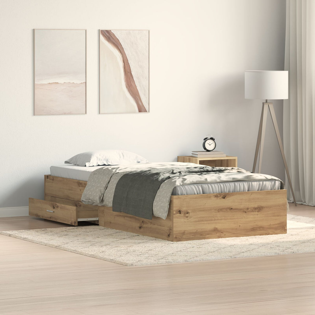 Bed Frame Artisan Oak 90X190 Cm Engineered Wood