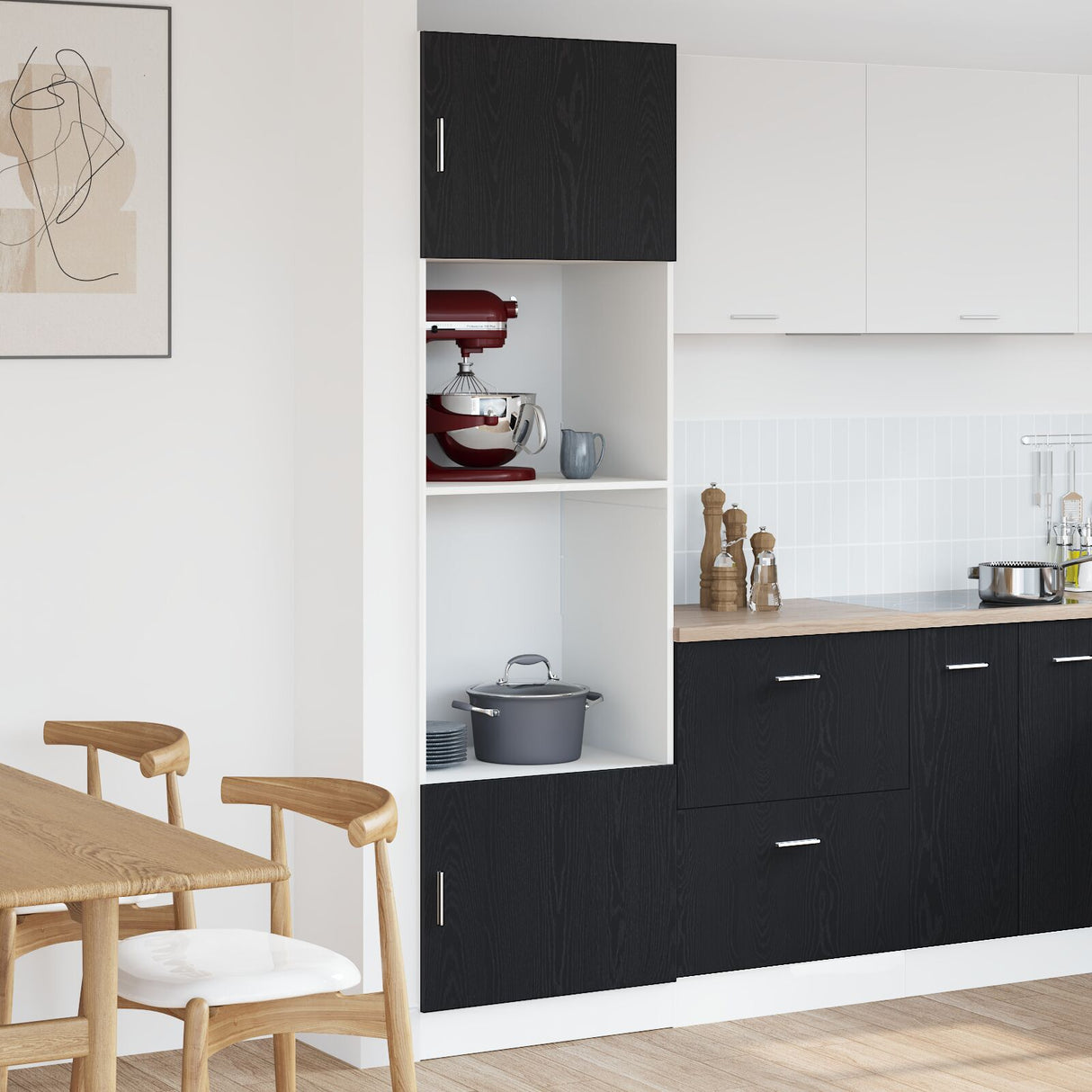 Kitchen Cabinet Black Oak Engineered Wood 60 X 57 X 207 Cm