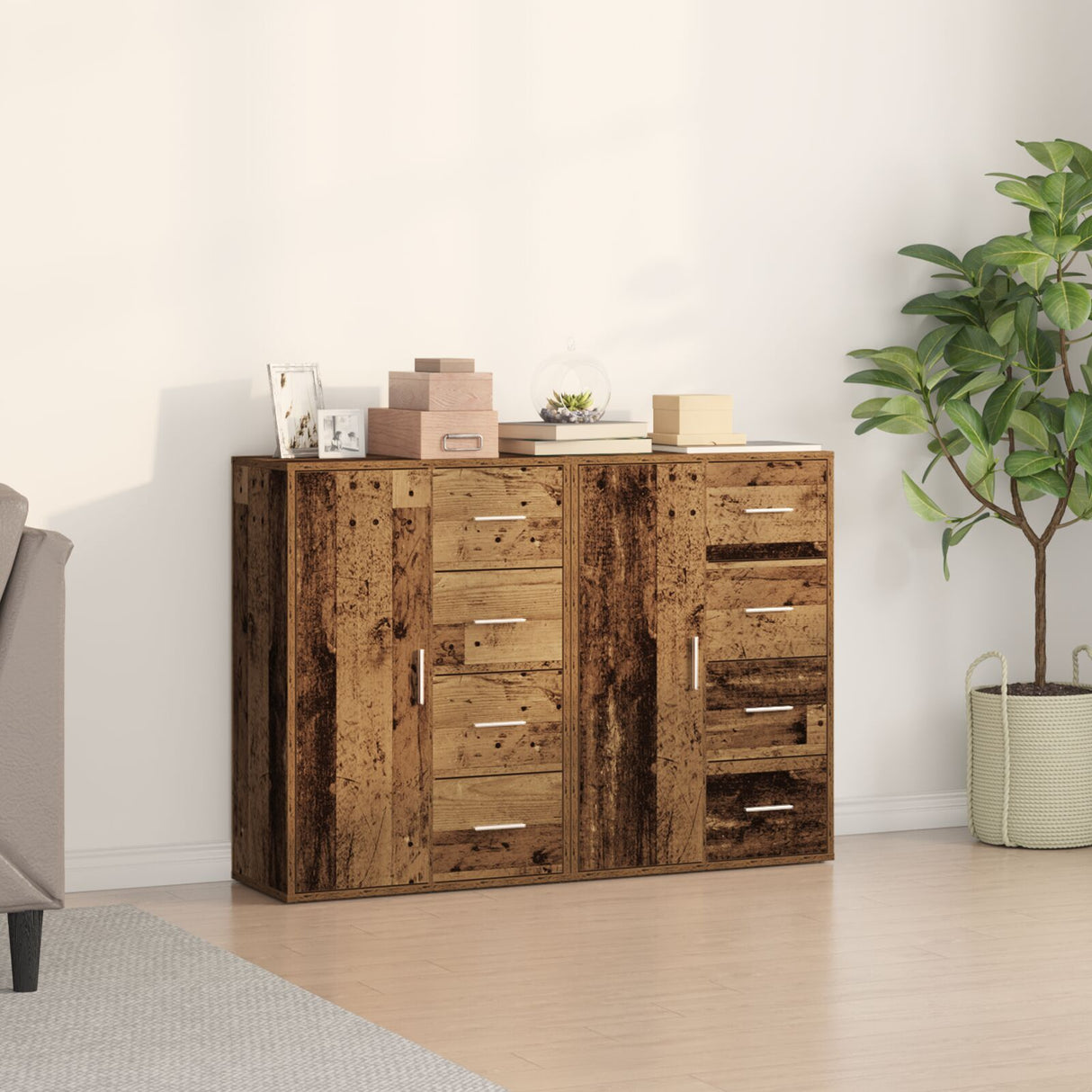 Sideboards 2 Pcs Old Wood 60X31X84 Cm Engineered Wood