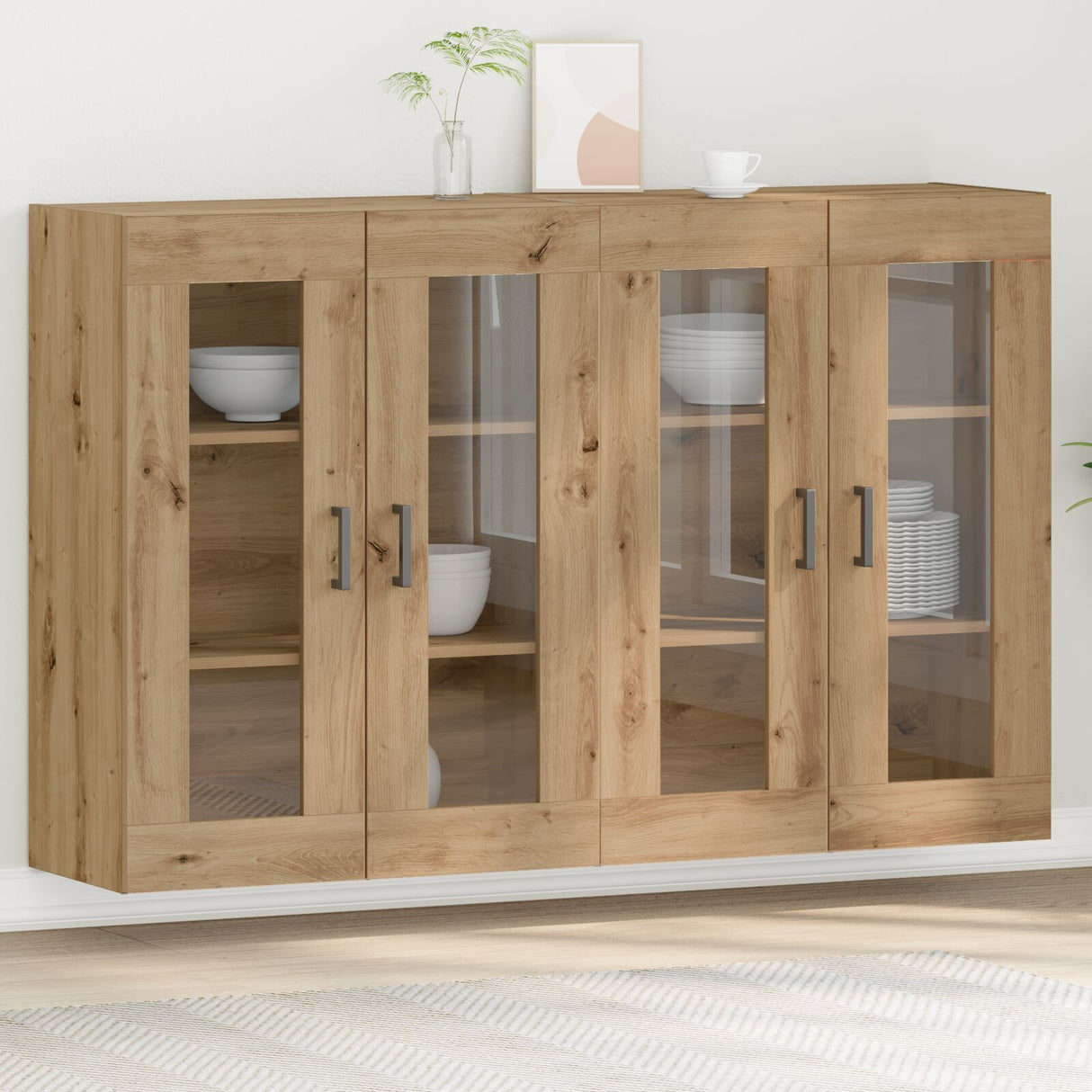 Wall Mounted Cabinets 2 Pcs Artisan Oak 69,5X34X90 Cm Engineered Wood
