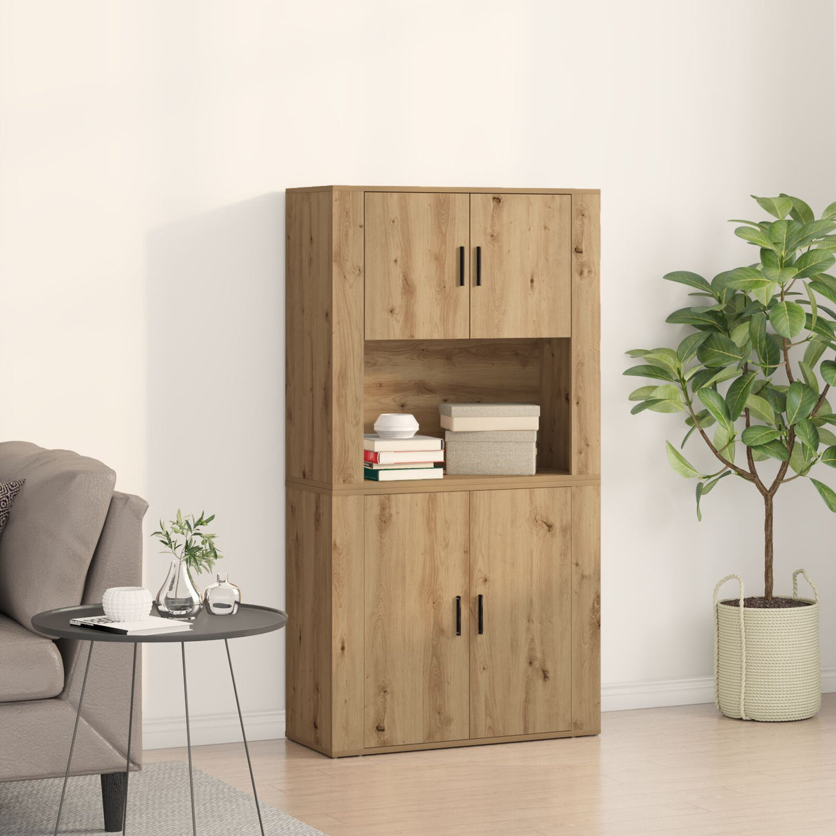 Highboard Artisan Oak 80X33X150 Cm Engineered Wood