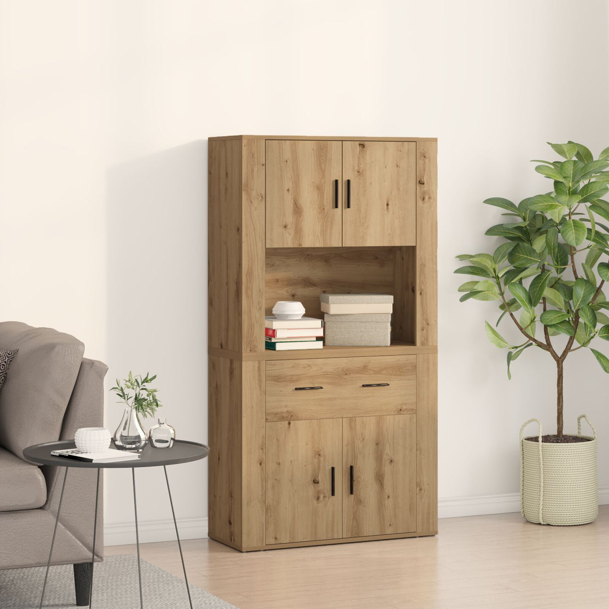 Highboard Artisan Oak 80X33X150 Cm Engineered Wood