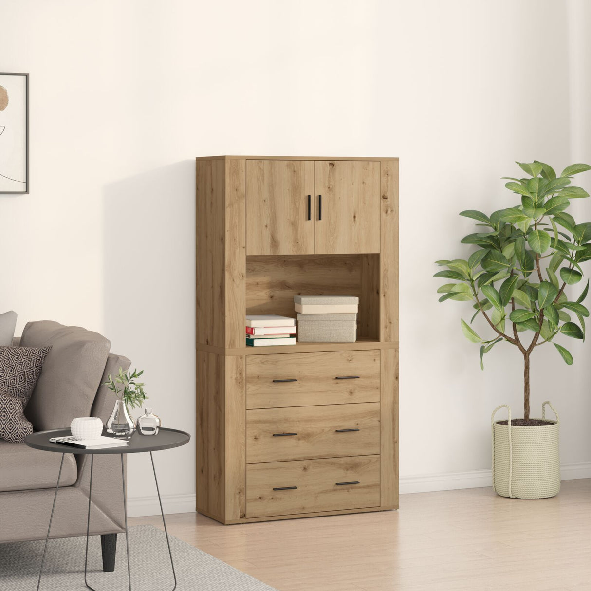 Highboard Artisan Oak 80X33X150 Cm Engineered Wood