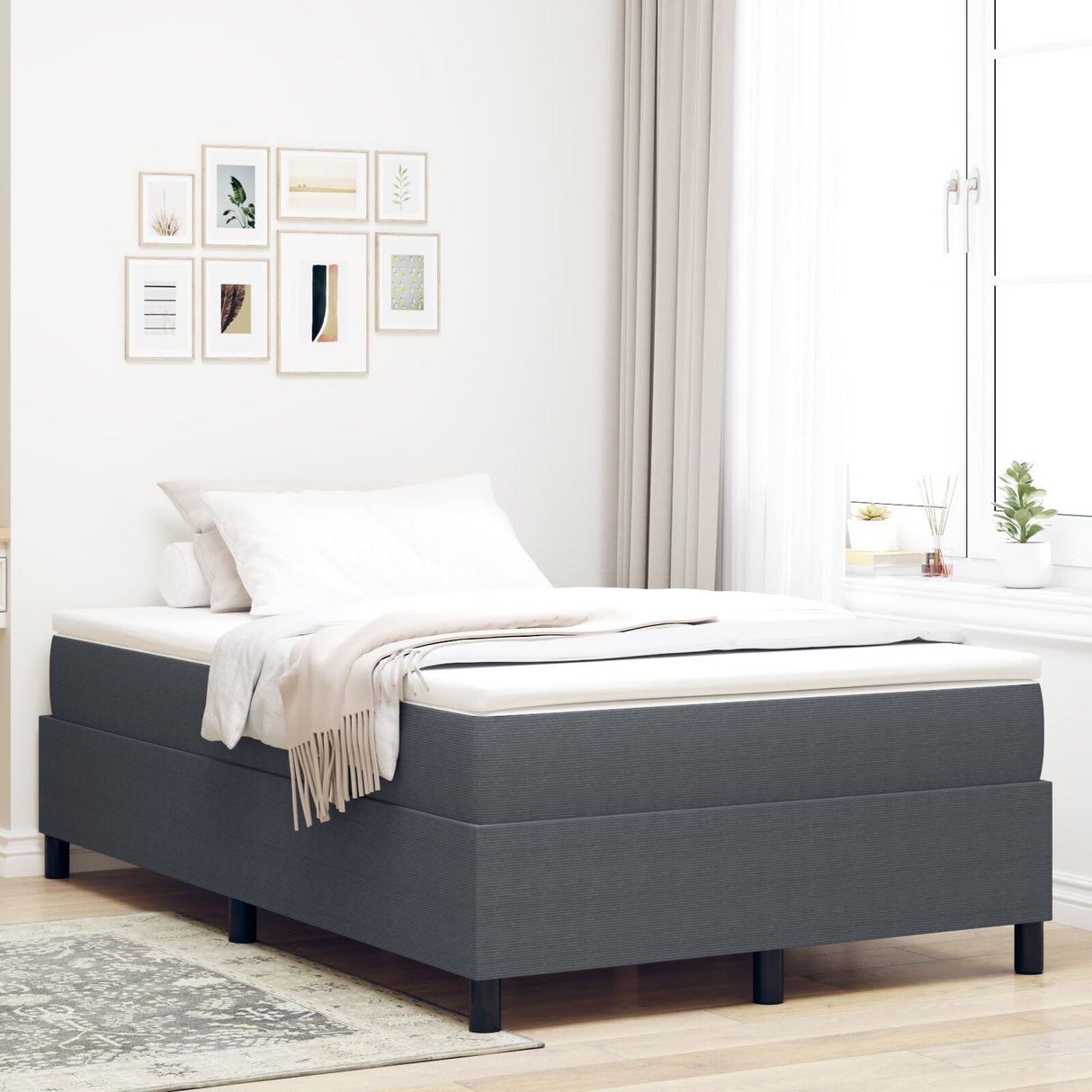 Box Spring Bed Corduroy Fabric