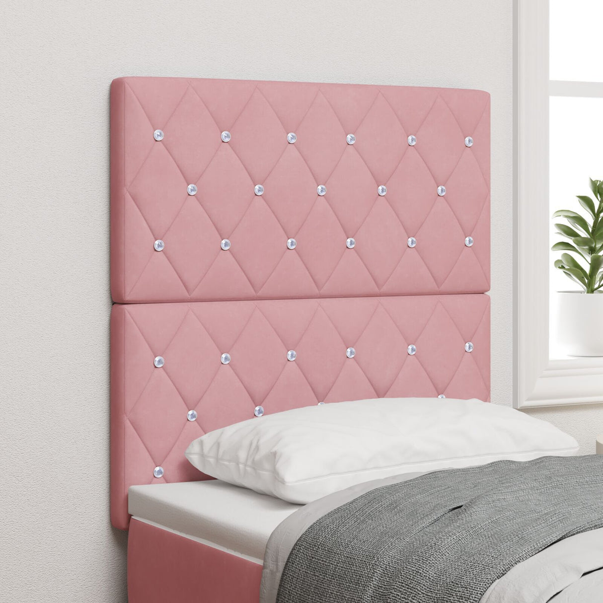 Headboard Crystal Button Tufted Velvet, Headboard Crystal Button Tufted 160 Cm Velvet