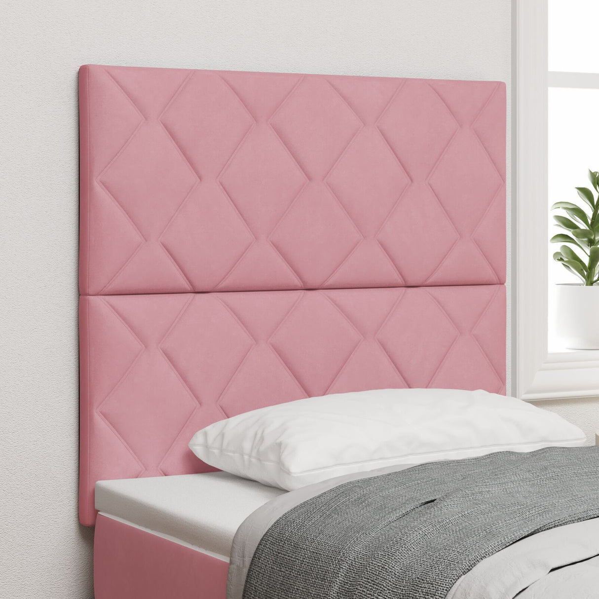 Headboard Diamond Blocks Design Velvet, Headboard Diamond Blocks Design 160 Cm Velvet