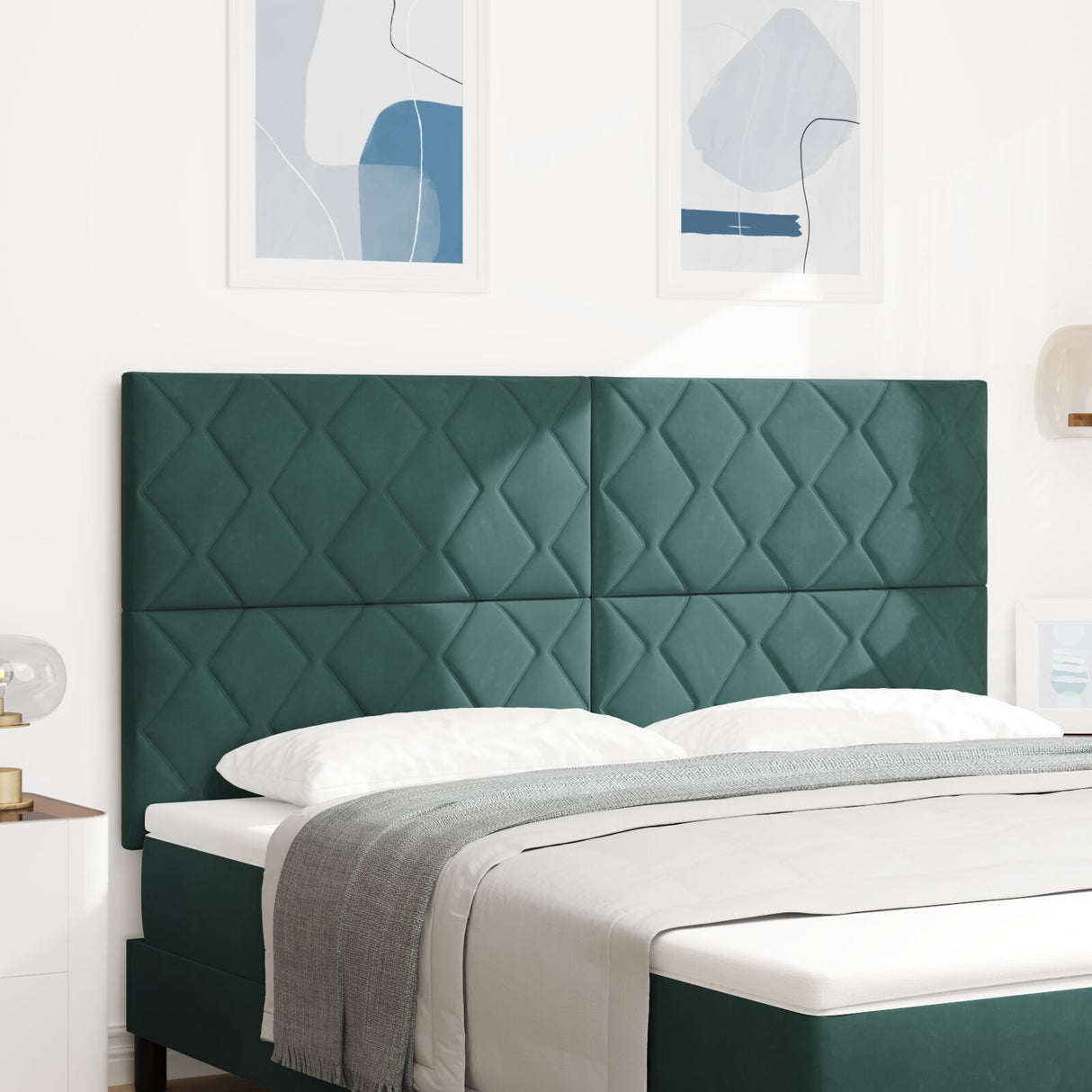 Headboard Diamond Blocks Design Velvet, Headboard Diamond Blocks Design 160 Cm Velvet