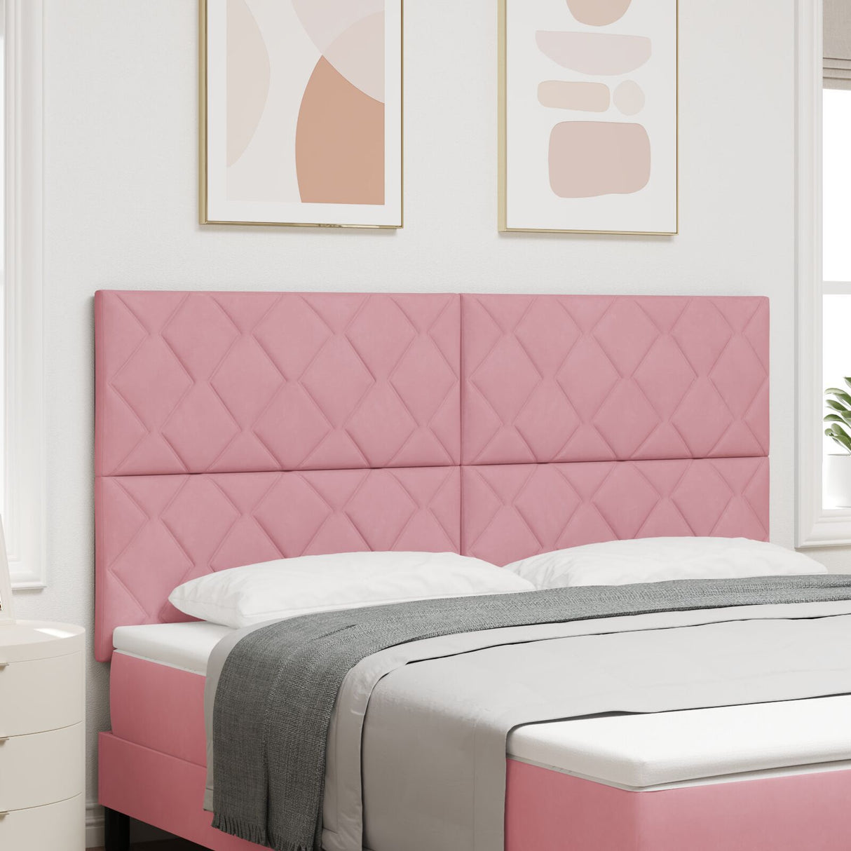 Headboard Diamond Blocks Design Velvet, Headboard Diamond Blocks Design 160 Cm Velvet