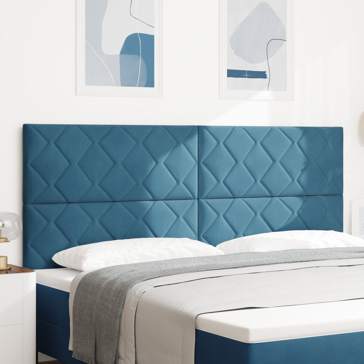 Headboard Diamond Blocks Design Velvet, Headboard Diamond Blocks Design 160 Cm Velvet