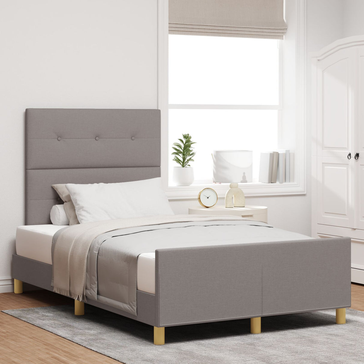 Bed Frame Taupe 120X200 Cm Fabric
