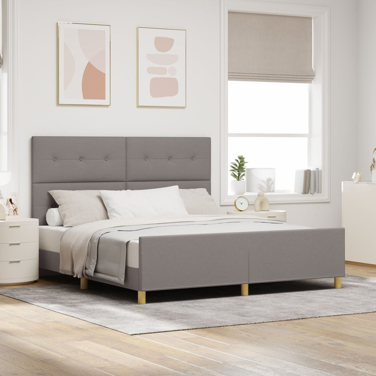 Bed Frame Taupe 180X200 Cm Fabric