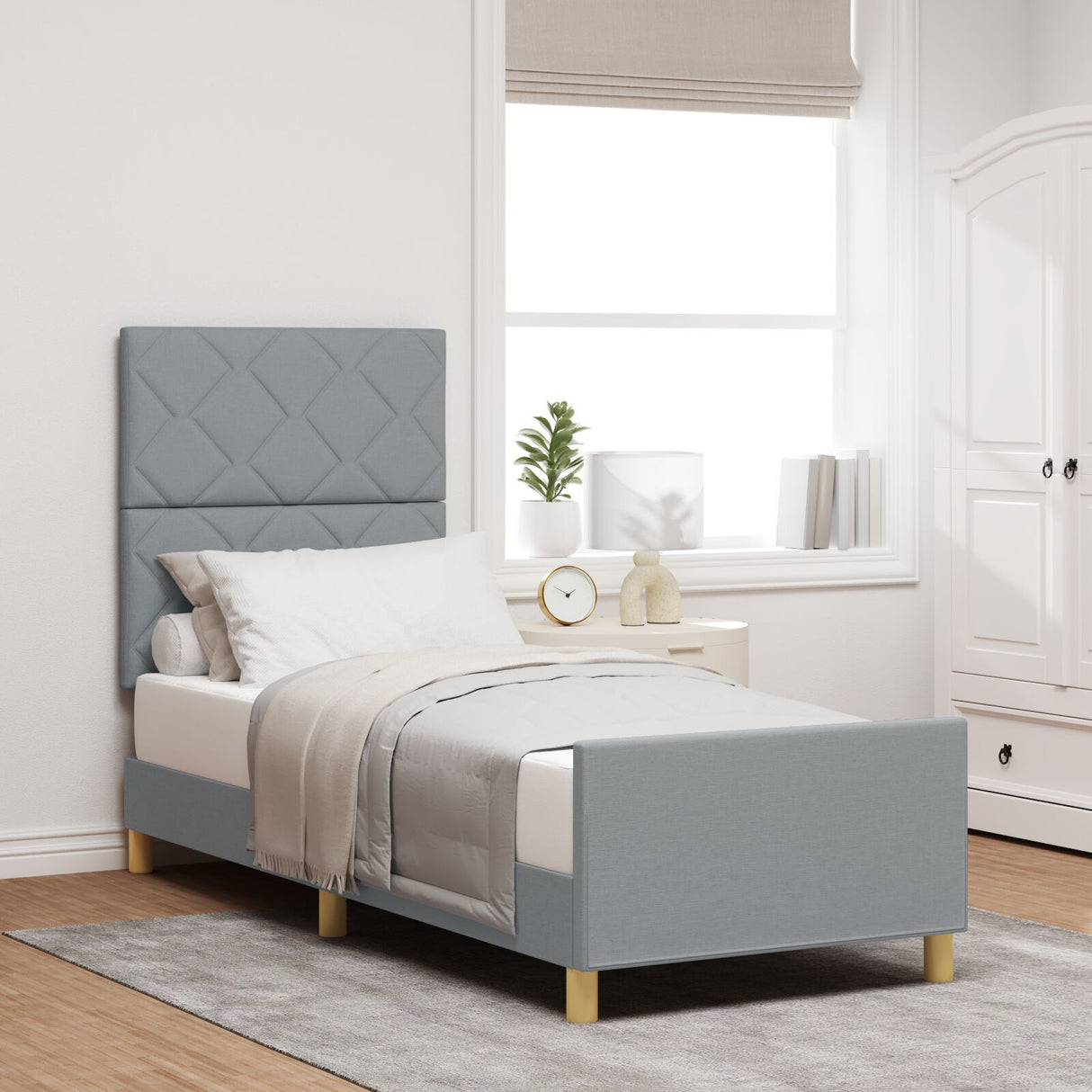 Bed Frame Light Grey 80X200 Cm Fabric
