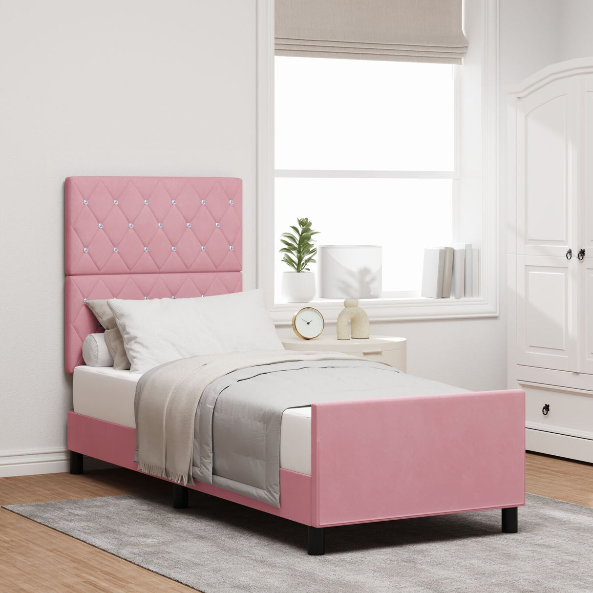 Bed Frame Pink 80X200 Cm Velvet