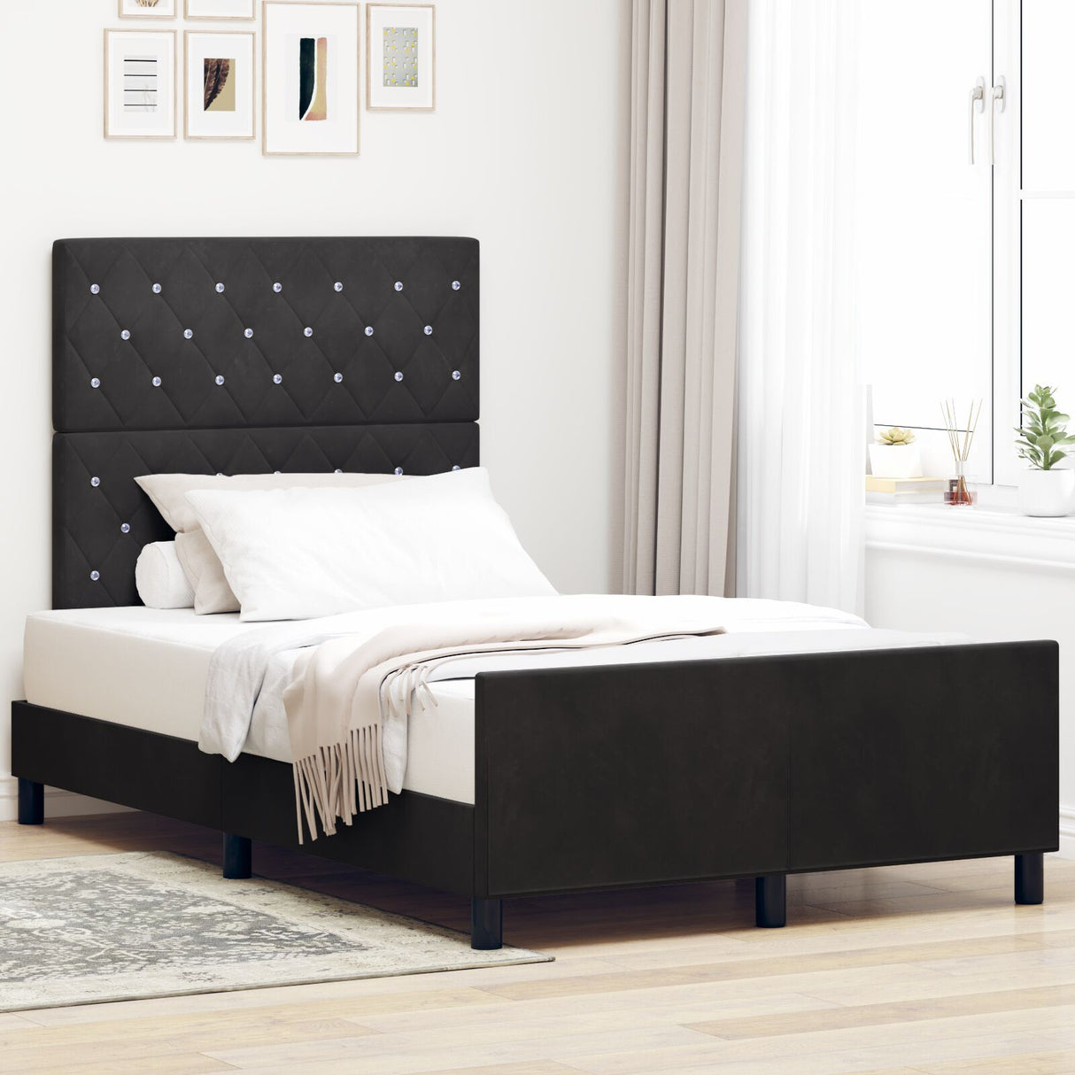 Bed Frame Black 120X200 Cm Velvet