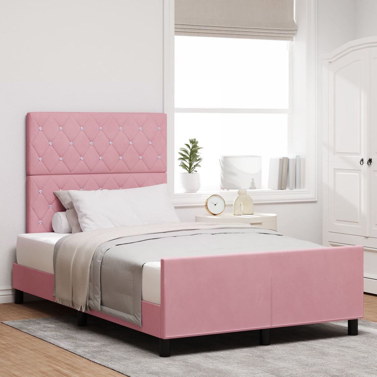 Bed Frame Pink 120X200 Cm Velvet