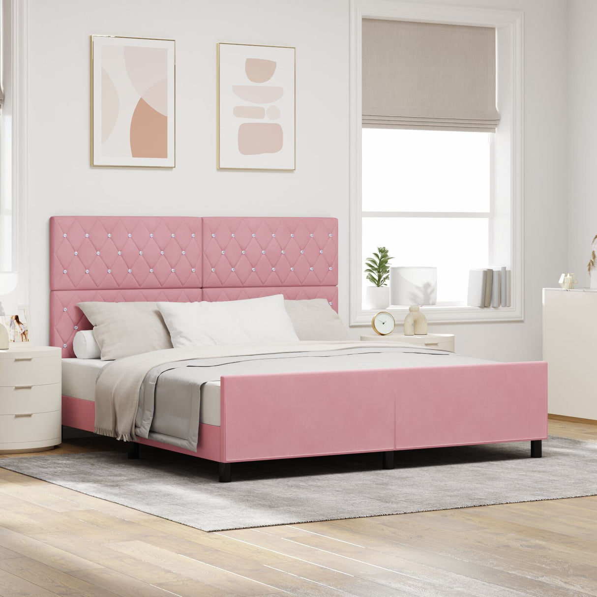 Bed Frame Pink 180X200 Cm Velvet