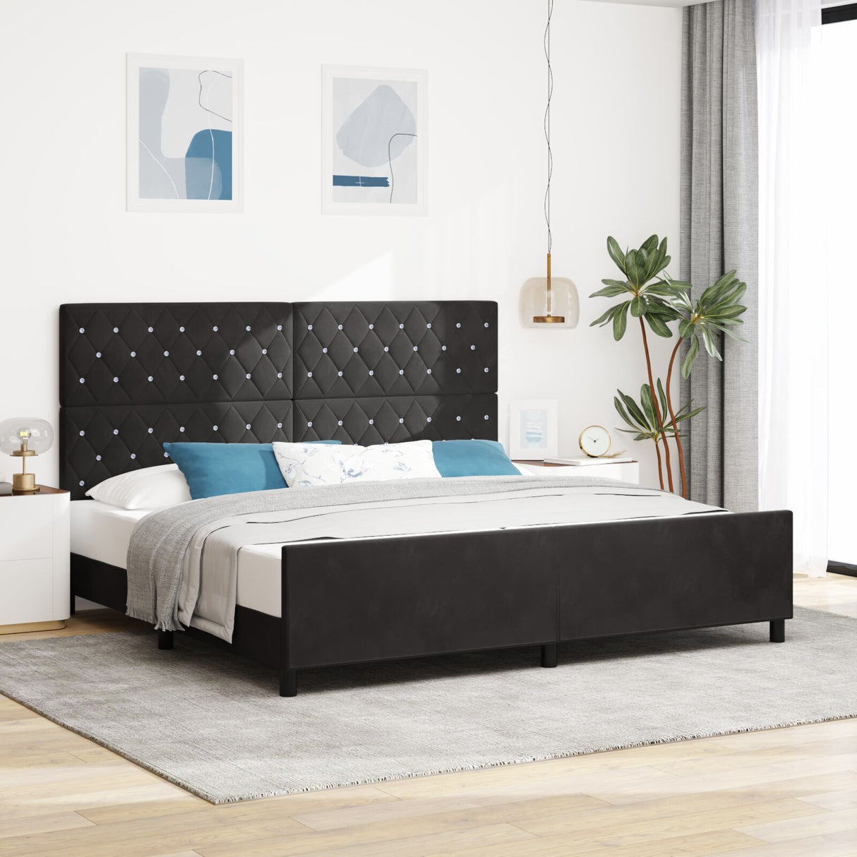 Bed Frame Black 200X200 Cm Velvet