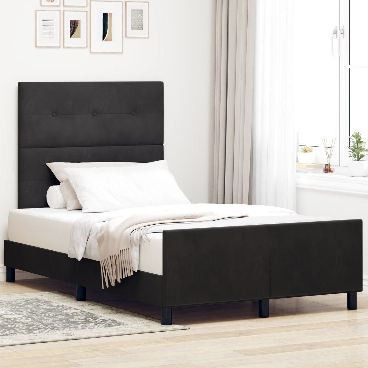 Black Velvet Bed Frame 120X200 Cm