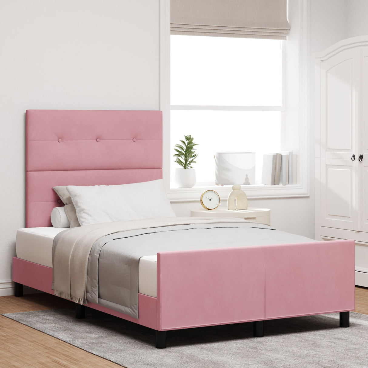 Pink Velvet Bed Frame 120X200 Cm