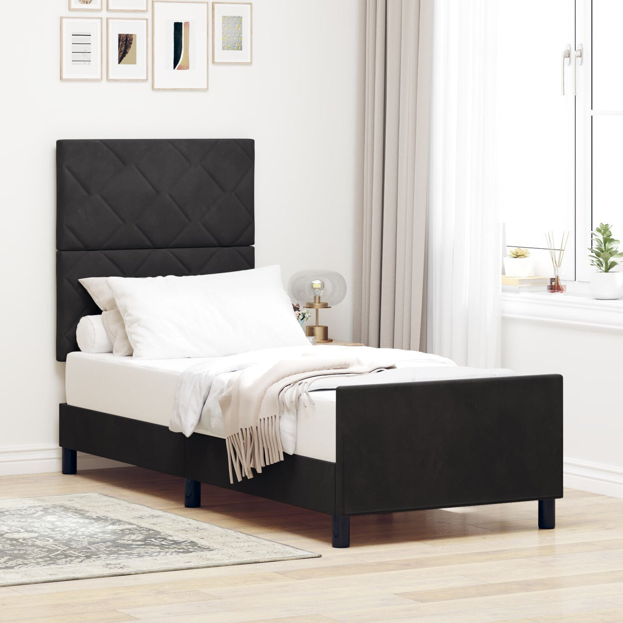 Bed Frame Black 80X200 Cm Velvet