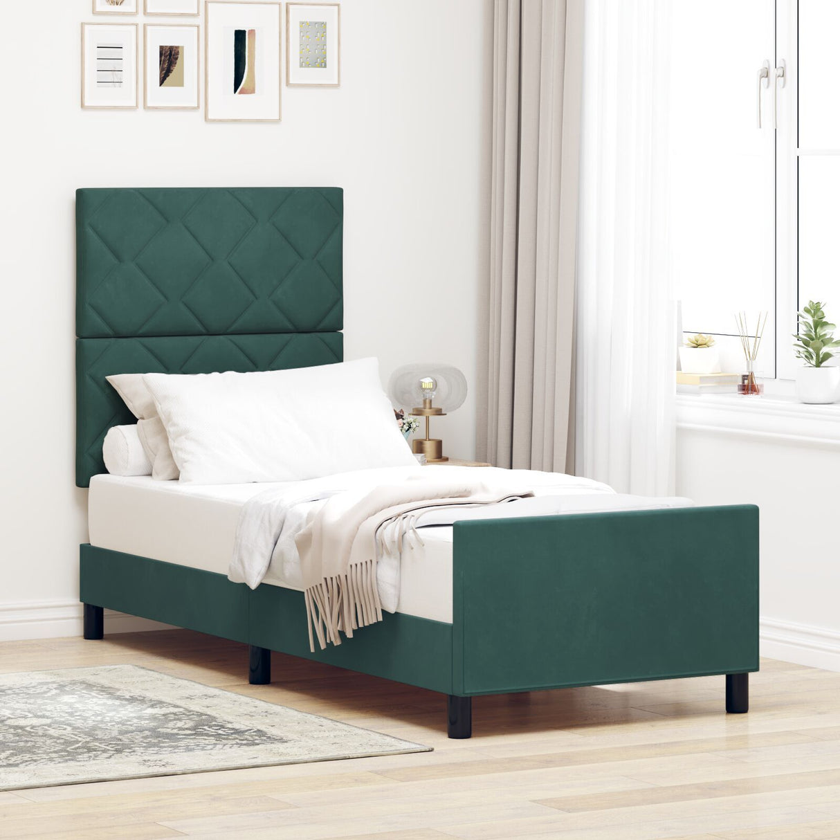 Bed Frame Dark Green 80X200 Cm Velvet