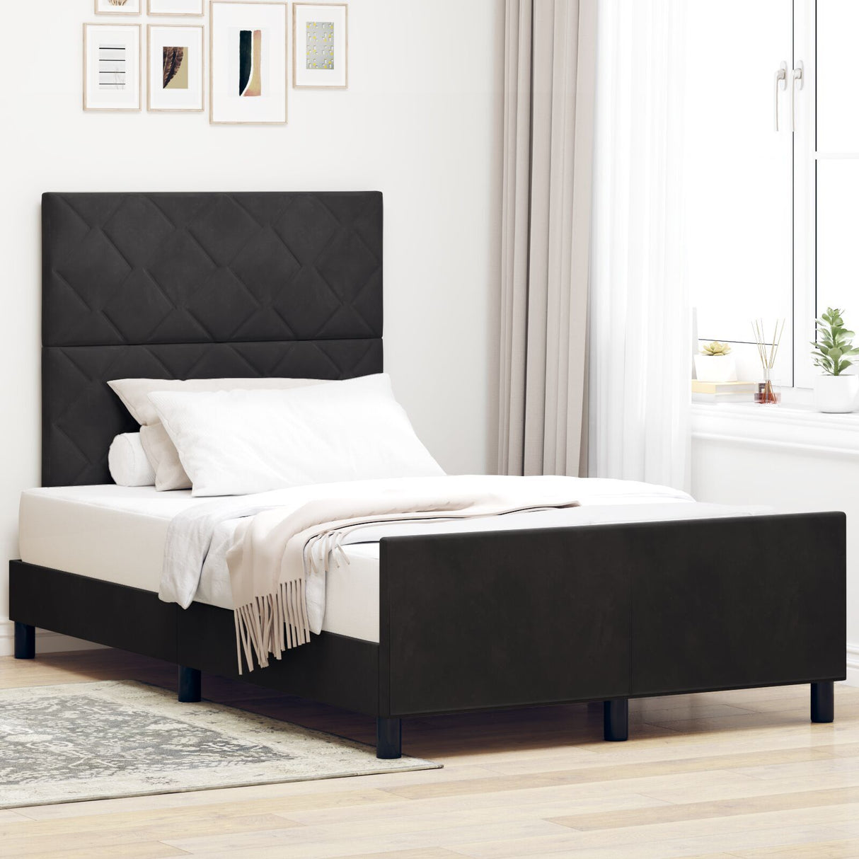 Black Velvet Bed Frame 120X200 Cm