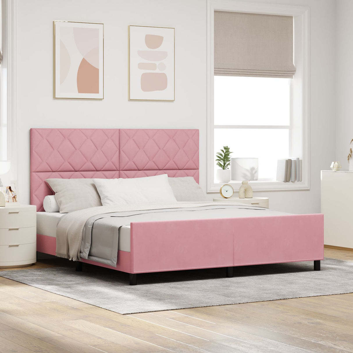 Bed Frame Pink 180X200 Cm Velvet