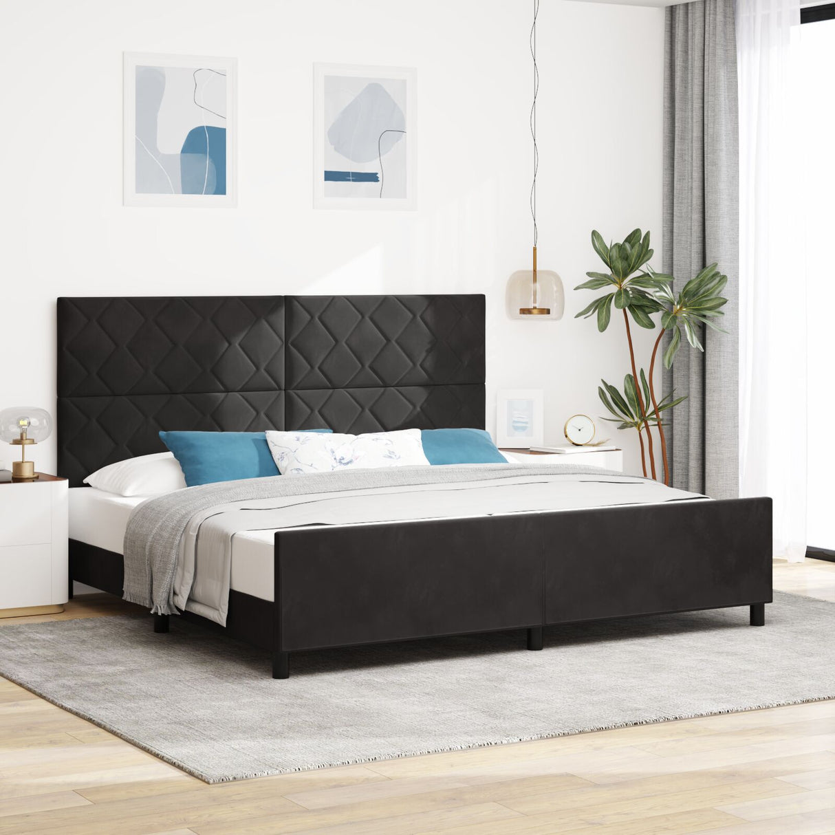 Black Velvet Bed Frame 200X200 Cm
