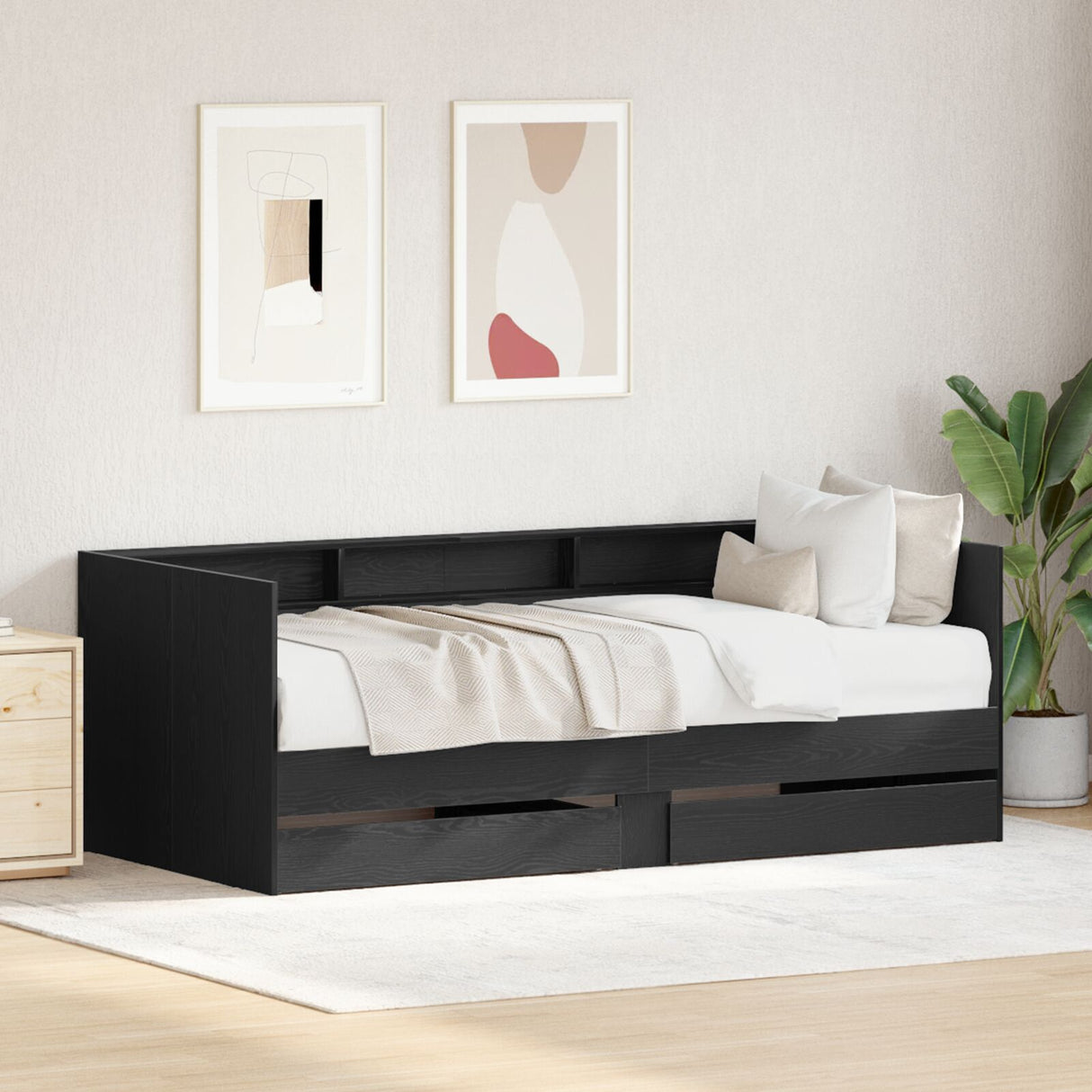 Day Bed With Drawers Concrete Grey 90X200 Cm Engineered Wood