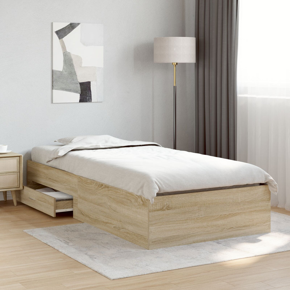 Bed Frame Sonoma Oak 90X190 Cm Engineered Wood