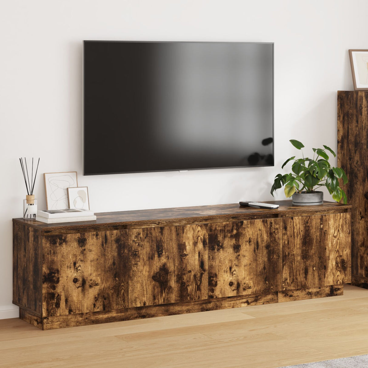 Tv Cabinet With Led 180X38X49 Cm Engineered Wood