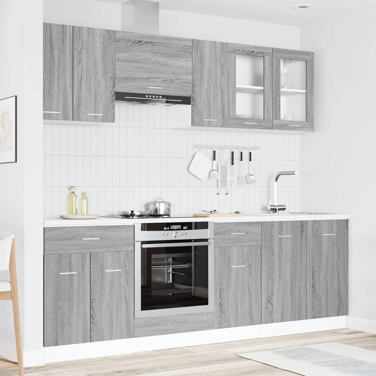 8 Piece Kitchen Cabinet Set Grey Sonoma Engineered Wood