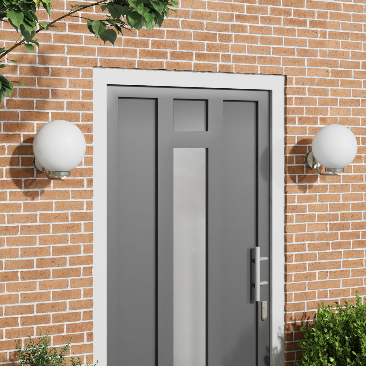 Outdoor Wall Light Silver Stainless Steel Ip44