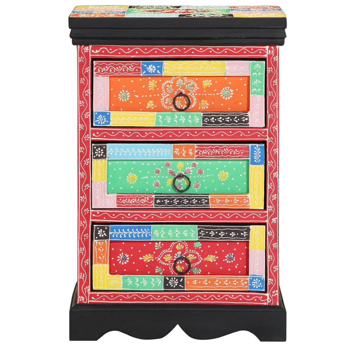 Multicolored Drawer Cabinet - 40X40X60 Cm Solid Mango Wood