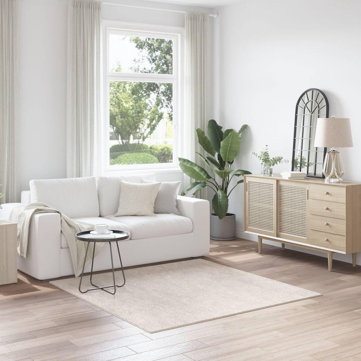 Shaggy Rug High Pile Cream 160X160 Cm Pp