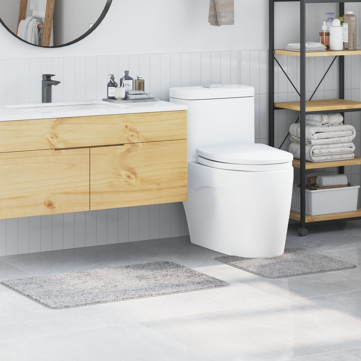 2 Piece Bath Mat Set Polypropylen Non-Slip