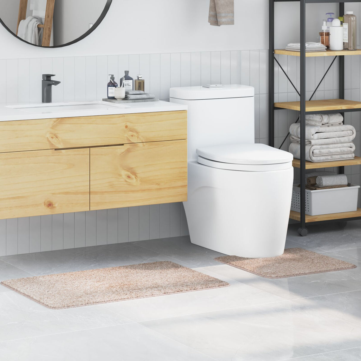 2 Piece Bath Mat Set Polypropylen Non-Slip