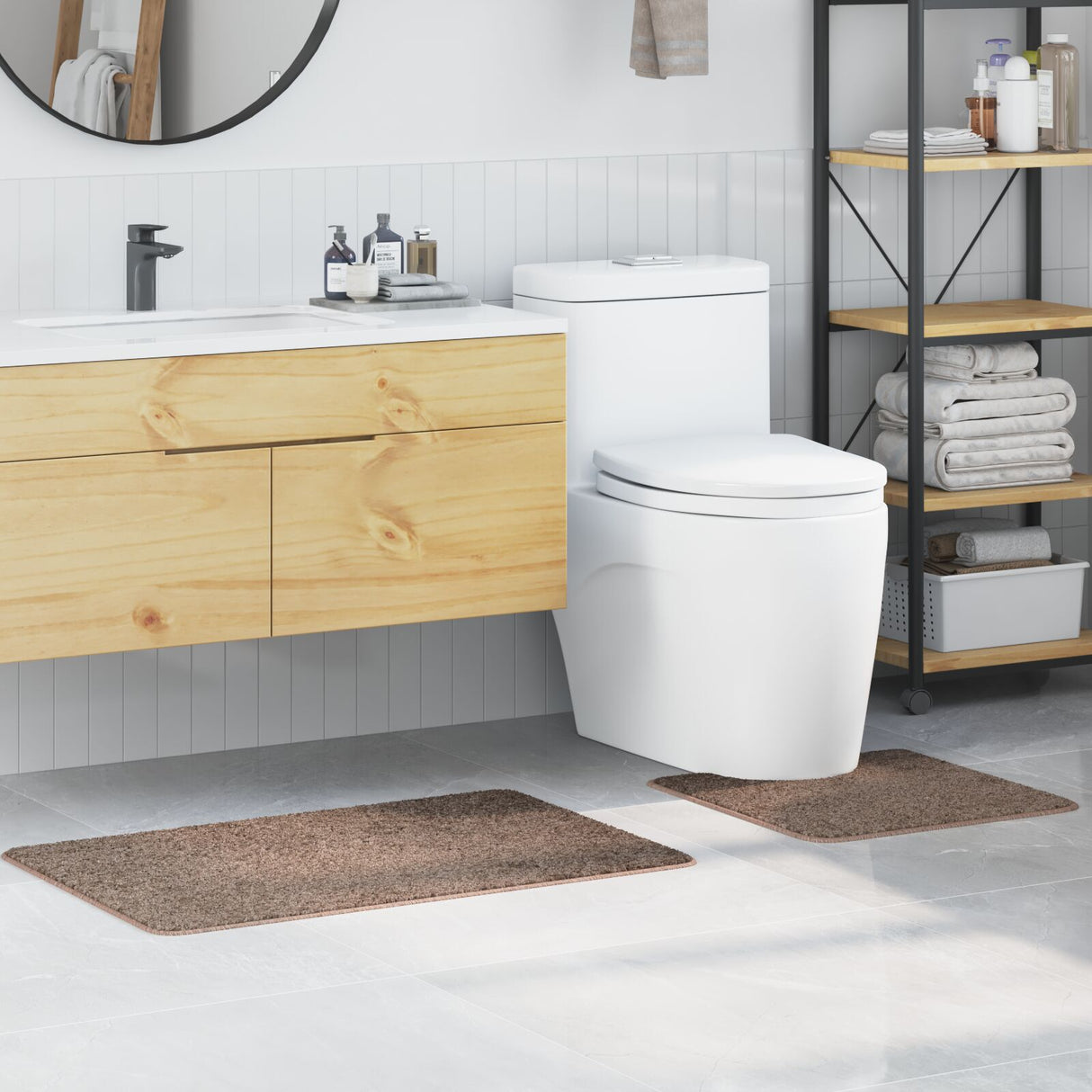 2 Piece Bath Mat Set Polypropylen Non-Slip