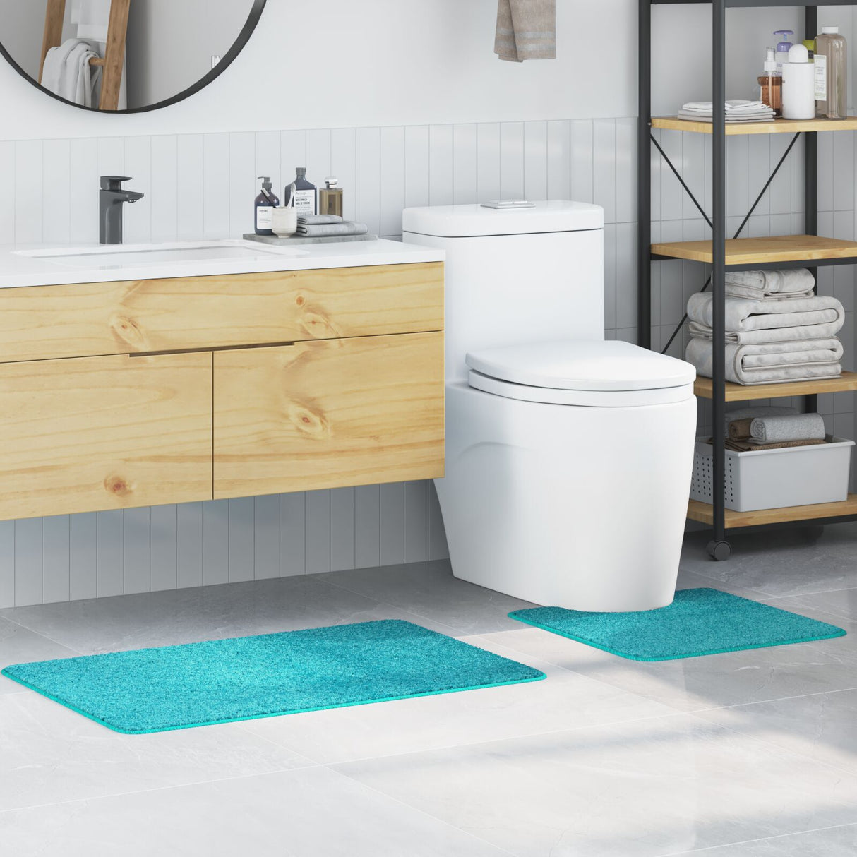 2 Piece Bath Mat Set Polypropylen Non-Slip