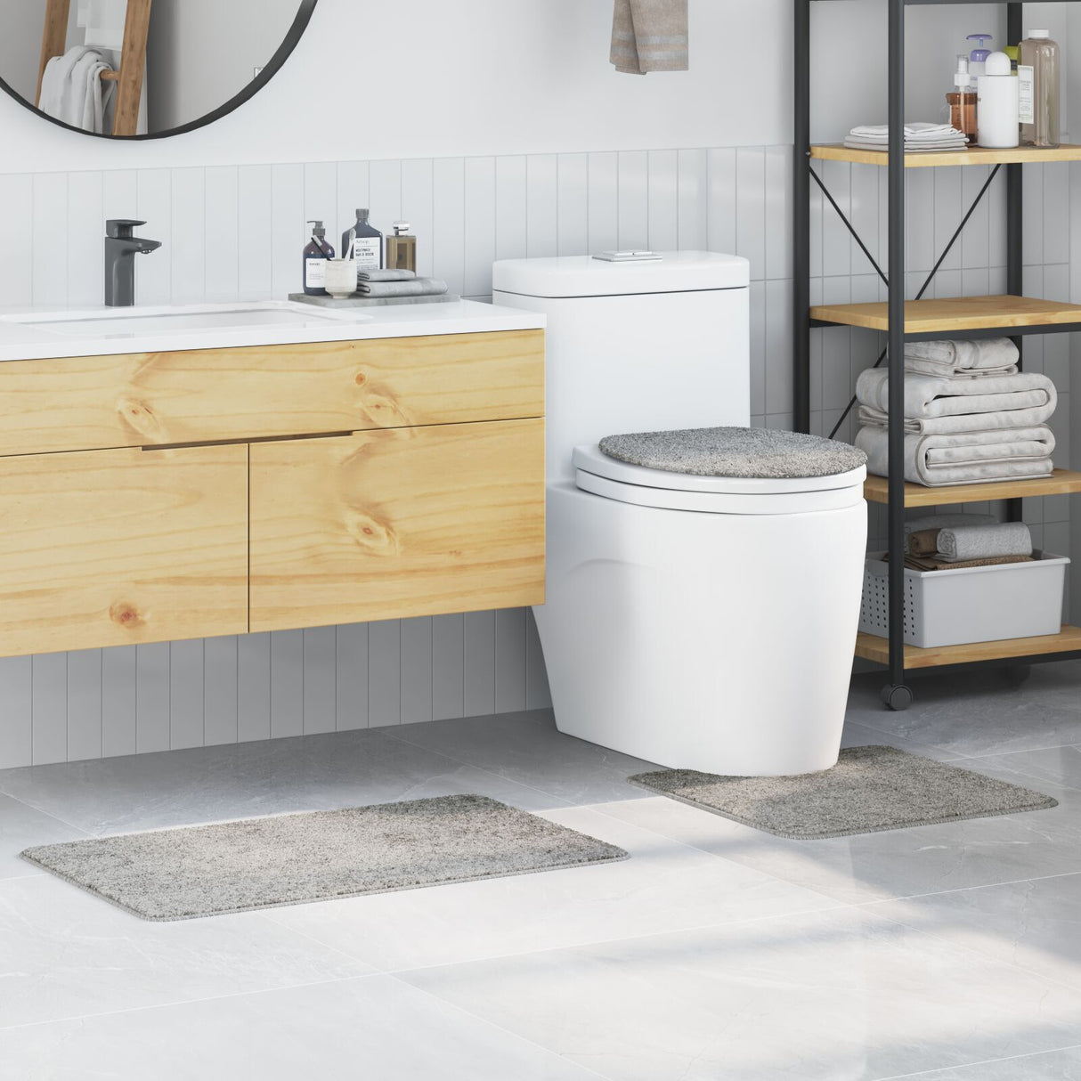 3 Piece Bath Mat Set Polypropylen Non-Slip