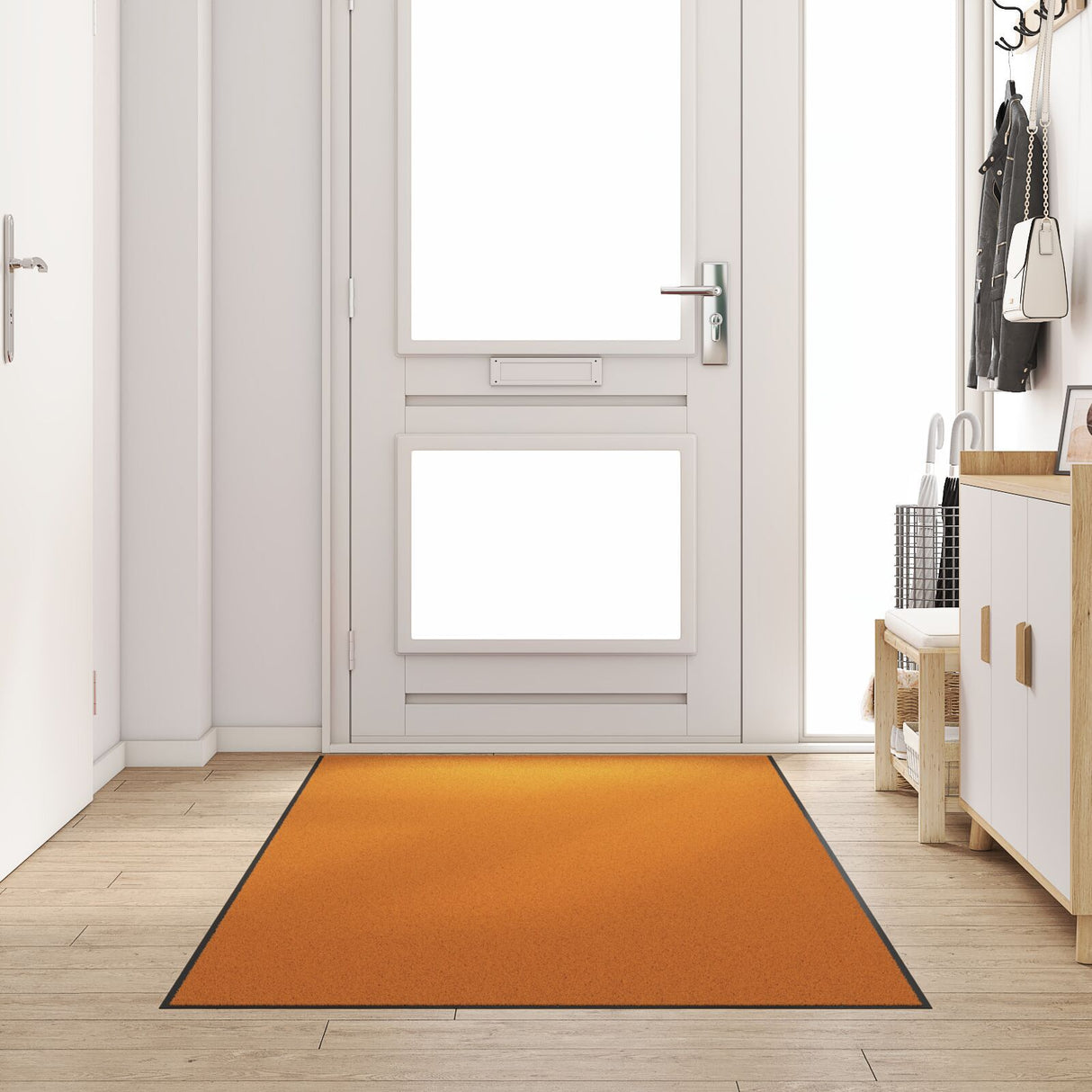Washable Doormat In Orange, 120X250 Cm
